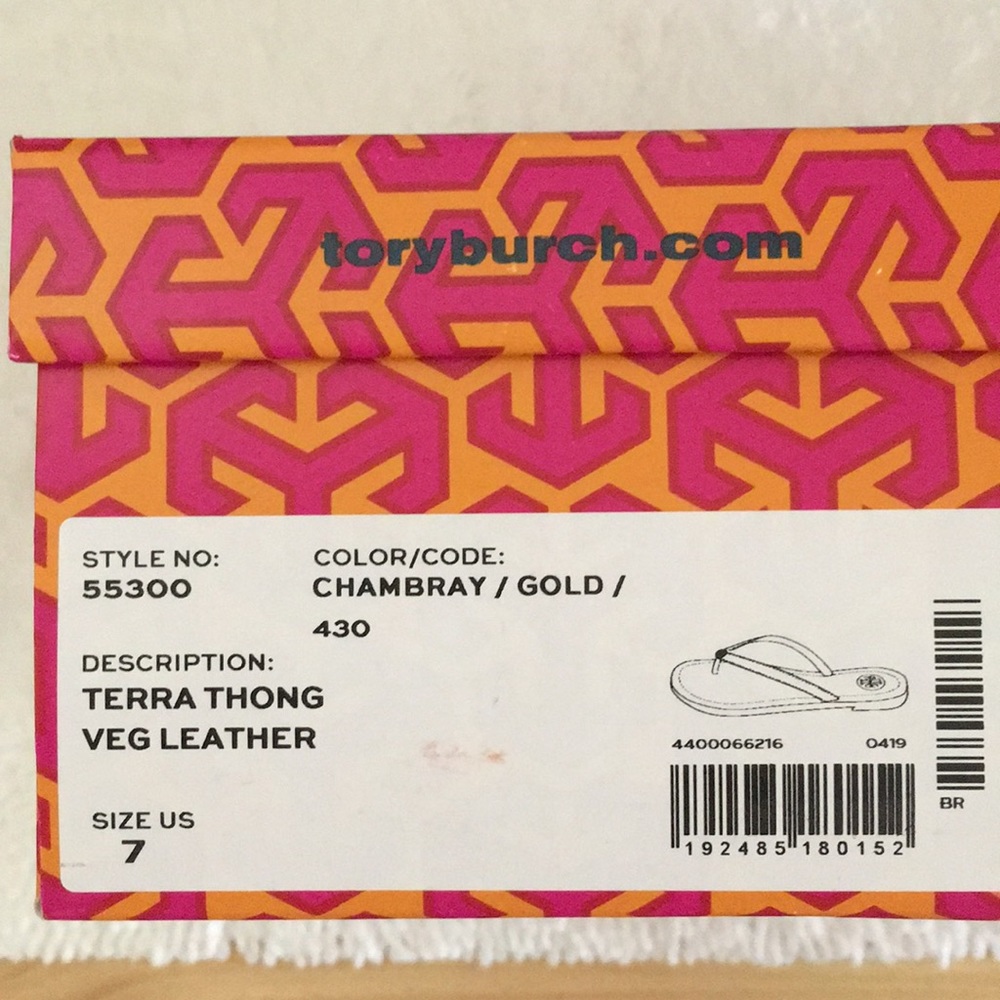 Tory Burch Chambray Terra Thong Veg Leather - Picture 6 of 7